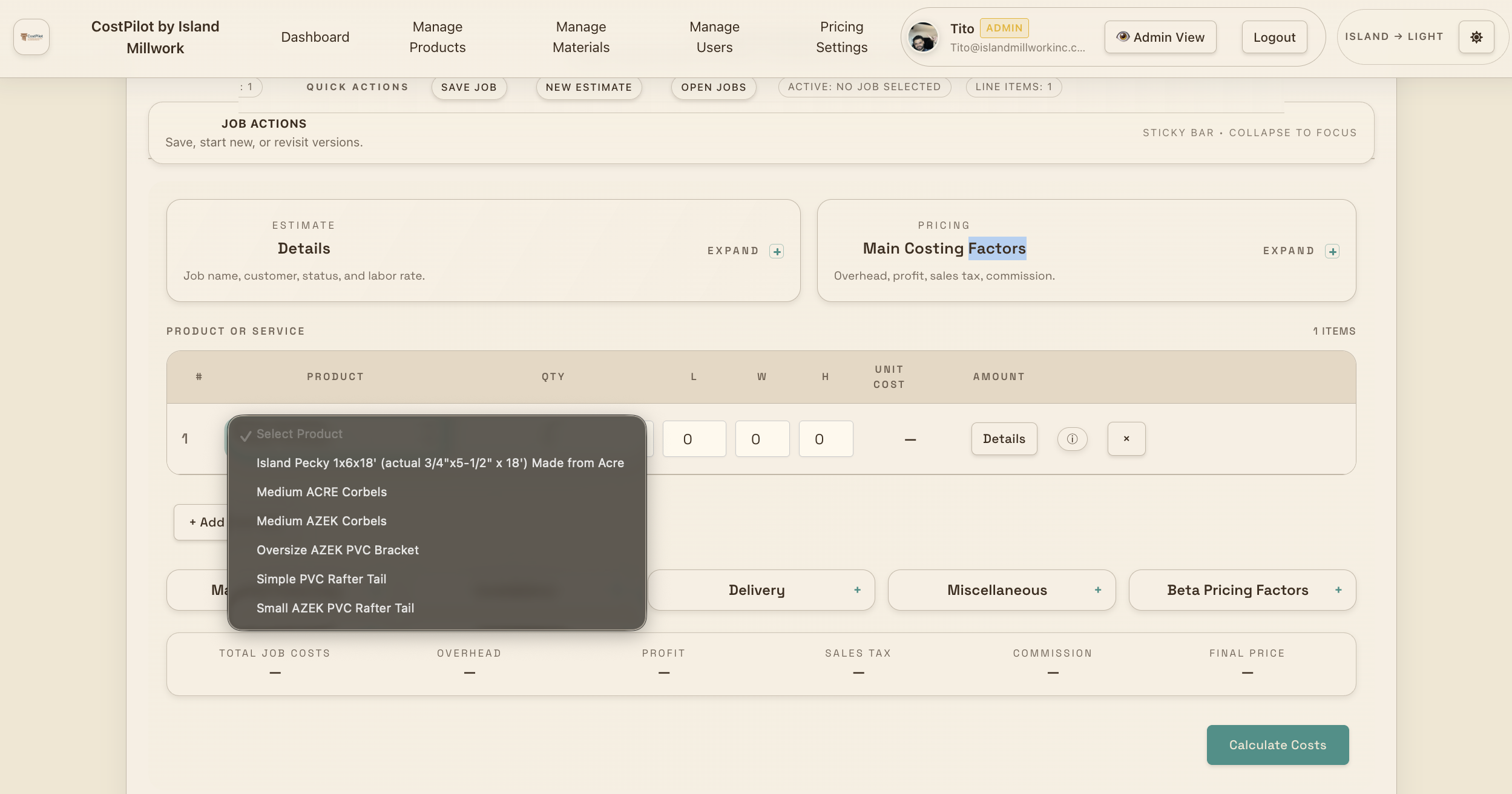 CostPilot job costing platform